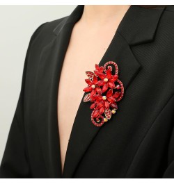 Flower Brooch Rhinestone Large Pins for Women Big Crystal Brooches Jewelry Wedding Gift Red $8.54 Brooches & Pins