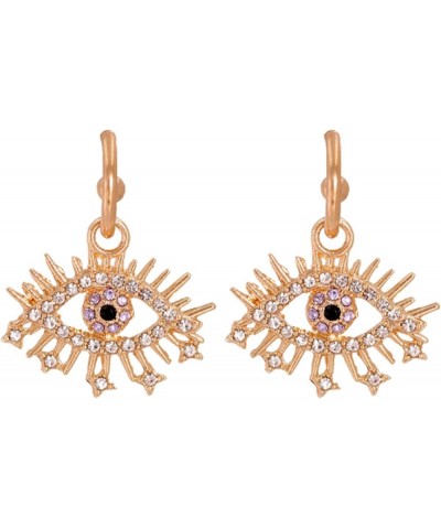 Gold Tone Evil Eyes Statement Dangle Earrings Dainty Zirconia Eye Ear Jacket Drop Earrings for Women Girls Fashion Post Perfe...