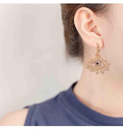 Gold Tone Evil Eyes Statement Dangle Earrings Dainty Zirconia Eye Ear Jacket Drop Earrings for Women Girls Fashion Post Perfe...