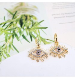 Gold Tone Evil Eyes Statement Dangle Earrings Dainty Zirconia Eye Ear Jacket Drop Earrings for Women Girls Fashion Post Perfe...