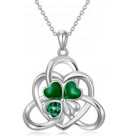 St Patricks Day Necklace 925 Sterling Silver Shamrock Necklace Celtic Knot Four Leaf Clover Necklace Good Lucky Irish Jewelry...