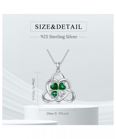 St Patricks Day Necklace 925 Sterling Silver Shamrock Necklace Celtic Knot Four Leaf Clover Necklace Good Lucky Irish Jewelry...