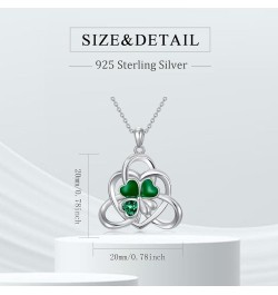 St Patricks Day Necklace 925 Sterling Silver Shamrock Necklace Celtic Knot Four Leaf Clover Necklace Good Lucky Irish Jewelry...