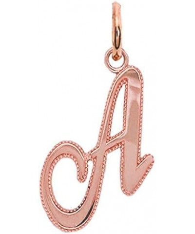 Solid 14k Gold Personalized Cursive-Style"A-Z" Initial Pendant (Size S/M/L) Large (A) Rose Gold $66.70 Pendants