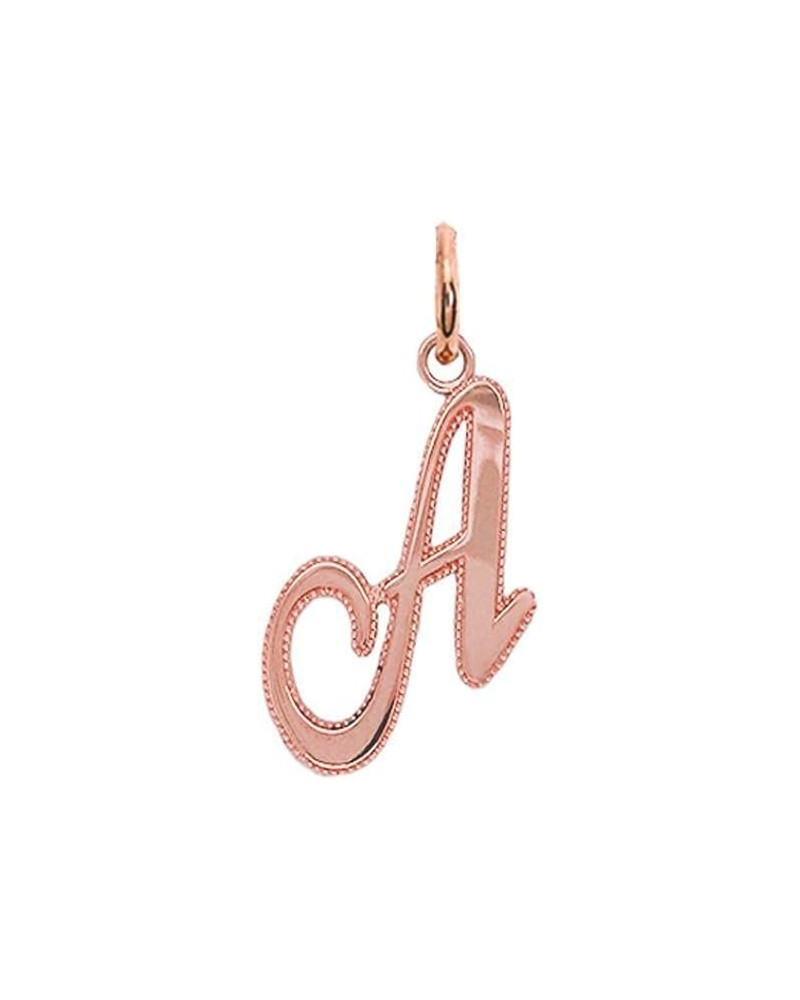 Solid 14k Gold Personalized Cursive-Style"A-Z" Initial Pendant (Size S/M/L) Large (A) Rose Gold $66.70 Pendants