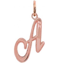 Solid 14k Gold Personalized Cursive-Style"A-Z" Initial Pendant (Size S/M/L) Large (A) Rose Gold $66.70 Pendants