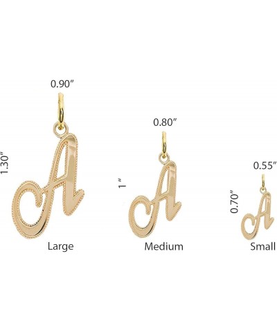 Solid 14k Gold Personalized Cursive-Style"A-Z" Initial Pendant (Size S/M/L) Large (A) Rose Gold $66.70 Pendants