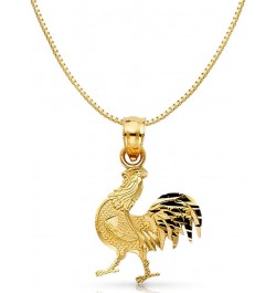 14K Yellow Gold Rooster Charm Pendant with 0.8mm Box Chain Necklace 22.0 Inches $77.40 Necklaces