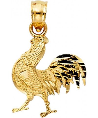 14K Yellow Gold Rooster Charm Pendant with 0.8mm Box Chain Necklace 22.0 Inches $77.40 Necklaces