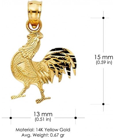 14K Yellow Gold Rooster Charm Pendant with 0.8mm Box Chain Necklace 22.0 Inches $77.40 Necklaces