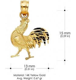 14K Yellow Gold Rooster Charm Pendant with 0.8mm Box Chain Necklace 22.0 Inches $77.40 Necklaces