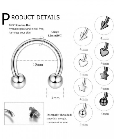 16g G23 Titanium Horseshoe Septum Rings for Women Men Horseshoe Nose Rings Hoop Helix Cartilage Tragus Earrings Eyebrow Lip N...