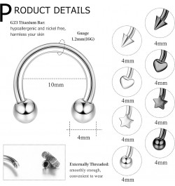 16g G23 Titanium Horseshoe Septum Rings for Women Men Horseshoe Nose Rings Hoop Helix Cartilage Tragus Earrings Eyebrow Lip N...