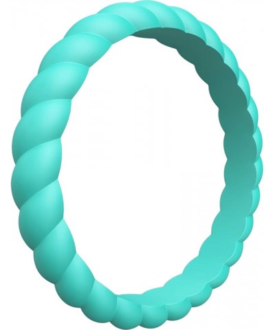 Women Silicone Wedding Bands, Breathable Leaf Cross Pattern Wedding Rings - 4mm Wide ZZ - Teal Swivel 6.5 - 7 (17.35mm) $9.17...