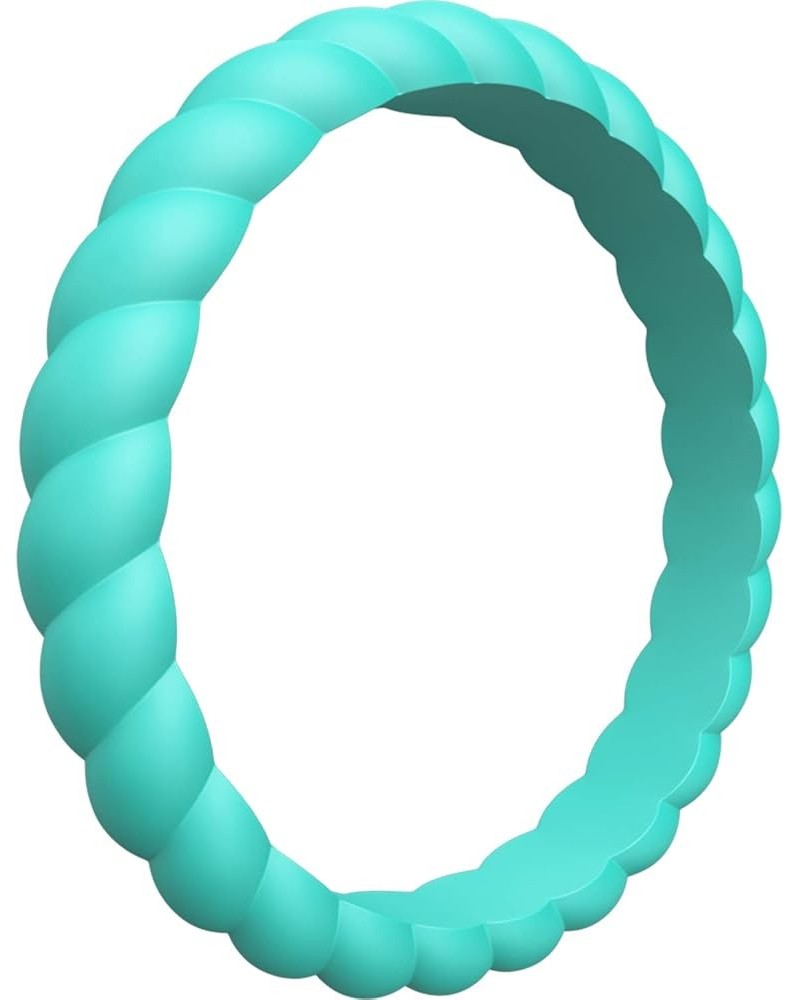 Women Silicone Wedding Bands, Breathable Leaf Cross Pattern Wedding Rings - 4mm Wide ZZ - Teal Swivel 6.5 - 7 (17.35mm) $9.17...