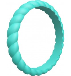 Women Silicone Wedding Bands, Breathable Leaf Cross Pattern Wedding Rings - 4mm Wide ZZ - Teal Swivel 6.5 - 7 (17.35mm) $9.17...