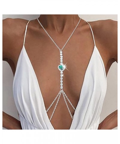 Sexy Rhinestone Body Chain Bra Crystal Waist Body Jewelry Bikini Body Necklace Crossover for Women and Girls B $9.20 Body Jew...