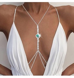 Sexy Rhinestone Body Chain Bra Crystal Waist Body Jewelry Bikini Body Necklace Crossover for Women and Girls B $9.20 Body Jew...