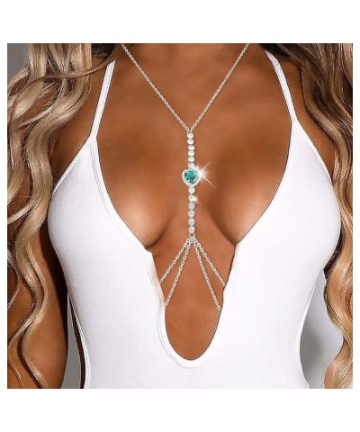 Sexy Rhinestone Body Chain Bra Crystal Waist Body Jewelry Bikini Body Necklace Crossover for Women and Girls B $9.20 Body Jew...