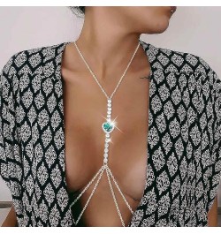 Sexy Rhinestone Body Chain Bra Crystal Waist Body Jewelry Bikini Body Necklace Crossover for Women and Girls B $9.20 Body Jew...