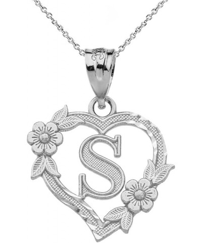 14k Initial Heart Pendant Necklace for Women in White Gold 22.0 Inches S $68.79 Necklaces