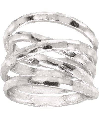 'Wrapped Up' Overlapping Textured Band Ring in Sterling Silver Silver $31.50 Rings