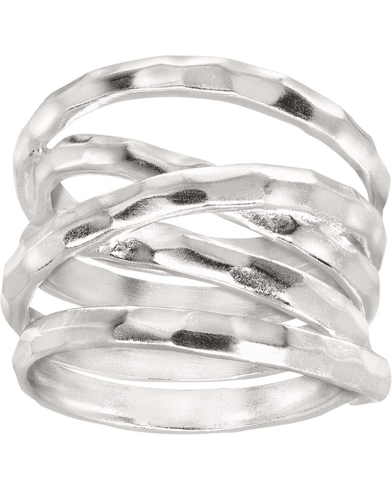 'Wrapped Up' Overlapping Textured Band Ring in Sterling Silver Silver $31.50 Rings