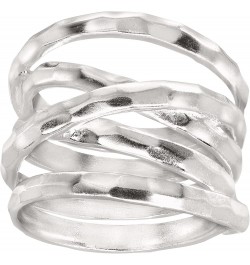 'Wrapped Up' Overlapping Textured Band Ring in Sterling Silver Silver $31.50 Rings