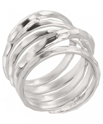 'Wrapped Up' Overlapping Textured Band Ring in Sterling Silver Silver $31.50 Rings