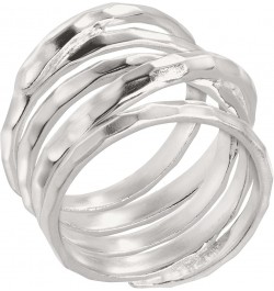 'Wrapped Up' Overlapping Textured Band Ring in Sterling Silver Silver $31.50 Rings