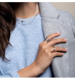 'Wrapped Up' Overlapping Textured Band Ring in Sterling Silver Silver $31.50 Rings