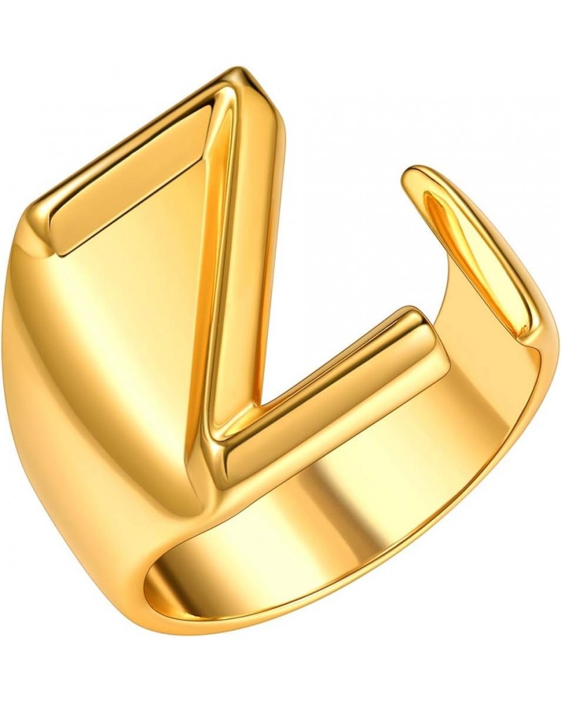 Initial Ring 18K Gold Plated Letter Rings for Women Open Adjustable Rings Chunky Initial Ring Bold Statement Rings Z-Gold $10...