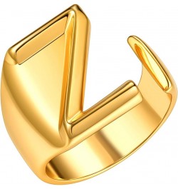 Initial Ring 18K Gold Plated Letter Rings for Women Open Adjustable Rings Chunky Initial Ring Bold Statement Rings Z-Gold $10...