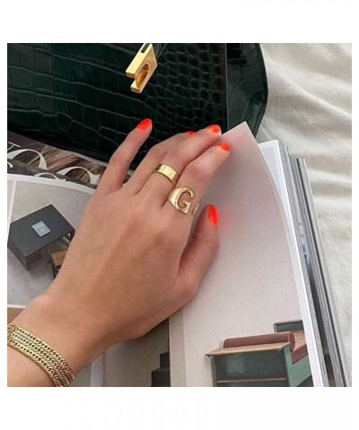 Initial Ring 18K Gold Plated Letter Rings for Women Open Adjustable Rings Chunky Initial Ring Bold Statement Rings Z-Gold $10...