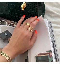 Initial Ring 18K Gold Plated Letter Rings for Women Open Adjustable Rings Chunky Initial Ring Bold Statement Rings Z-Gold $10...