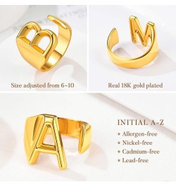 Initial Ring 18K Gold Plated Letter Rings for Women Open Adjustable Rings Chunky Initial Ring Bold Statement Rings Z-Gold $10...