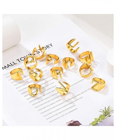 Initial Ring 18K Gold Plated Letter Rings for Women Open Adjustable Rings Chunky Initial Ring Bold Statement Rings Z-Gold $10...