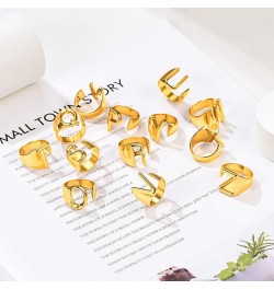 Initial Ring 18K Gold Plated Letter Rings for Women Open Adjustable Rings Chunky Initial Ring Bold Statement Rings Z-Gold $10...