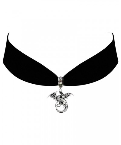 Black Velvet Choker Steampunk Jewelry Gothic Dragon Pendant Necklace $13.50 Necklaces