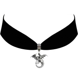 Black Velvet Choker Steampunk Jewelry Gothic Dragon Pendant Necklace $13.50 Necklaces