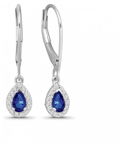 14K Gold Diamond and Blue Sapphire Dangle Earrings (1/6 cttw, I-J Color, I2-I3 Clarity) White White Gold $125.05 Earrings