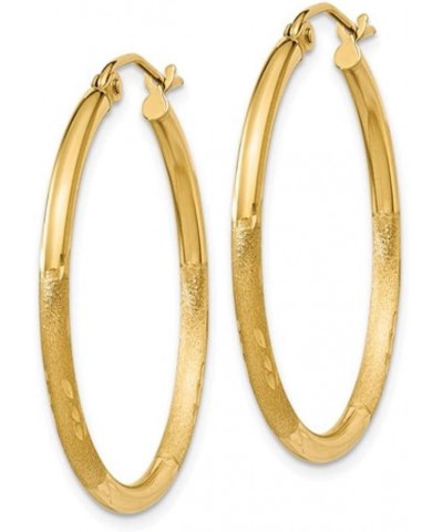 14k Yellow or White Gold Diamond Cut Hoop Earrings with Click-down Clasp, (2mm Tube) 29mm $79.18 Earrings