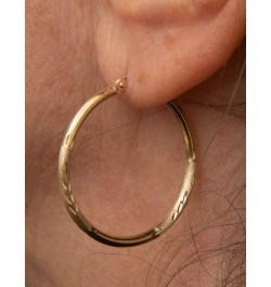 14k Yellow or White Gold Diamond Cut Hoop Earrings with Click-down Clasp, (2mm Tube) 29mm $79.18 Earrings