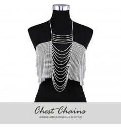 Fashion Body Chain Crystal Tassel Chest Chain Rave Party Body Chain Sparkly Body Jewelry for Women and Girls (Silver) $10.79 ...