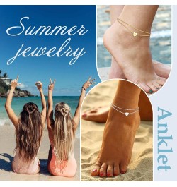 Gold Plated Heart Anklet, Summer Beach Foot Chain, A to Z Initial Ankle Bracelet, Adjustable-Send Gift Box N-golden $7.50 Ank...