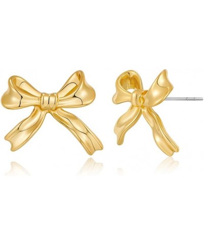 Gold And Silver Bow Earrings For Women Cute Ribbon Bow $9.00 Earrings