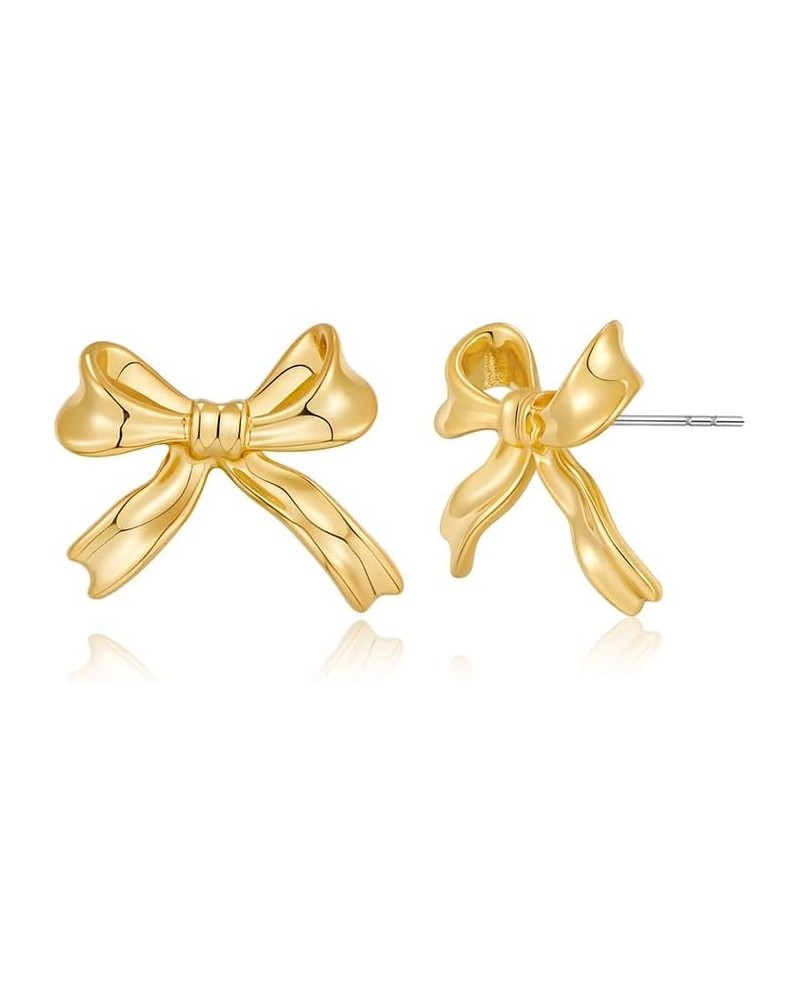 Gold And Silver Bow Earrings For Women Cute Ribbon Bow $9.00 Earrings