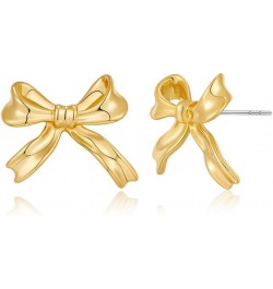 Gold And Silver Bow Earrings For Women Cute Ribbon Bow $9.00 Earrings