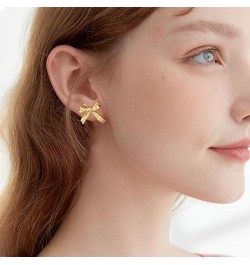 Gold And Silver Bow Earrings For Women Cute Ribbon Bow $9.00 Earrings