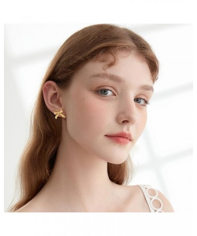 Gold And Silver Bow Earrings For Women Cute Ribbon Bow $9.00 Earrings